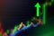 Green uptrend stock market,green bar and the line graph feeling that rise, growth, motivation, hope, and bull stock