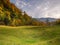 Green valley in autumn forest - beautiful landscape