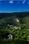 Green Valley Helenental With Remote Settlement, Castle Ruins And Villas At Baden Near Vienna In Austria