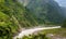 Green valley in Himalaya mountains along Manaslu circuit track i