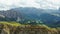 Green valley and large forests behind Seceda ridgeline