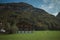 Green valley nature landscape. Mountain layers landscape. Summer in mountain forest landscape