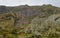 Green valley and rock formations near La Paz in Bolivia