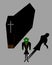 Green Vampire with a Coffin and Long Shadows