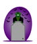 Green Vampire with Gravestone and Flying Bats Copy Space