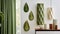 Green Vases Contoured Shading And Leaf Patterns For Stylish Wall Decor