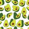 Green vector avacado seamless pattern background