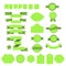 Green vector ribbons and lables set on white background