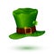 Green vector soft leprechaun hat in cartoon style