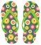 Green vector summer flip flops with cute flowers