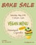 Green vegan menu bake sale promotion flyer with mint cupcake