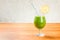 Green vegetable cocktail with copy space