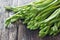 Green vegetable herb fresh on wooden table