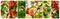 Green Vegetable Salad Collage, Various Salads Collection