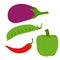 Green  vegetables chili  Bean Capsicum and Baingan Gol Round eggplant  vector  artwork  and illustration