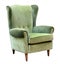 Green velvet armchair with high back