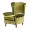 Green velvet armchair with high back