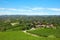 Green vineyards, Langhe hills in Piedmont, Italy in a sunny day