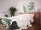 Green vintage bedroom interior