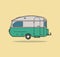 Green Vintage Camping Car. Caravan For Rest.