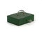 Green vintage old iron mini lock box, cash box with key isolated on white background