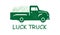 Green vintage pickup. St. Patrickâ€™s day retro truck delivers shamrocks. Template for banner, poster, flyer, postcard