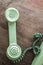 Green vintage telephone