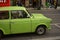 Green vintage Trabant 601 parked on the street in Mitte Berlin Germany