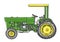 Green vintage Tractor Vintage hand drawn cute vector art illus