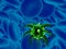 Green virus on blue cells - 3D illustration