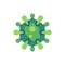 Green virus flat icon. SARS-CoV-2 novel coronavirus vector illustration