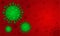 Green virus icon on the red alert background