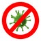 Green virus prohibition sign