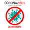 Green virus in prohibition sign. Coronavirus quarantine symbol isolated on white background. Vector illustration.