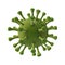 Green virus strain model of coronavirus or the other virus isolated on the white background. The concept of the epidemic
