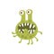Green Walking Aggressive Malignant Bacteria Monster With Sharp Teeth Cartoon Vector Illustration