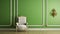 Green Walls With Classical Chair And Baroque Wall Painting