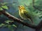 Green Warbler singing in a tree