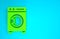 Green Washer icon isolated on blue background. Washing machine icon. Clothes washer - laundry machine. Home appliance