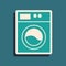 Green Washer icon isolated on green background. Washing machine icon. Clothes washer - laundry machine. Home appliance