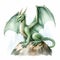 Green watercolor dragon clipart, colored fairy tale mythological illustration. Symbol of 2024 new year. AI Generated