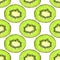 Green watercolor kiwi fruit slice seamless pattern. Realistic botanical watercolour background illustration. Fresh exotic tropical