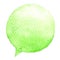 Green watercolor speech bubble isolated on white background. Hand drawn paint stain
