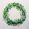 Green Watercolor Wreath With Subtle Shading And Raw Materials