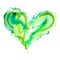 Green Watercolour Love Heart Painting