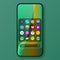 Green wave widget user interface home screen realistic smartphone design