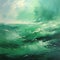 Green Waves An Abstract Realism Seascape Painting