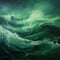 Green Waves: A Surrealistic Seascape Of Romanticism