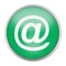 Green web graphic button email @ symbol isolated on white with clipping path