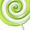 Green and white big lollipop spiral candy